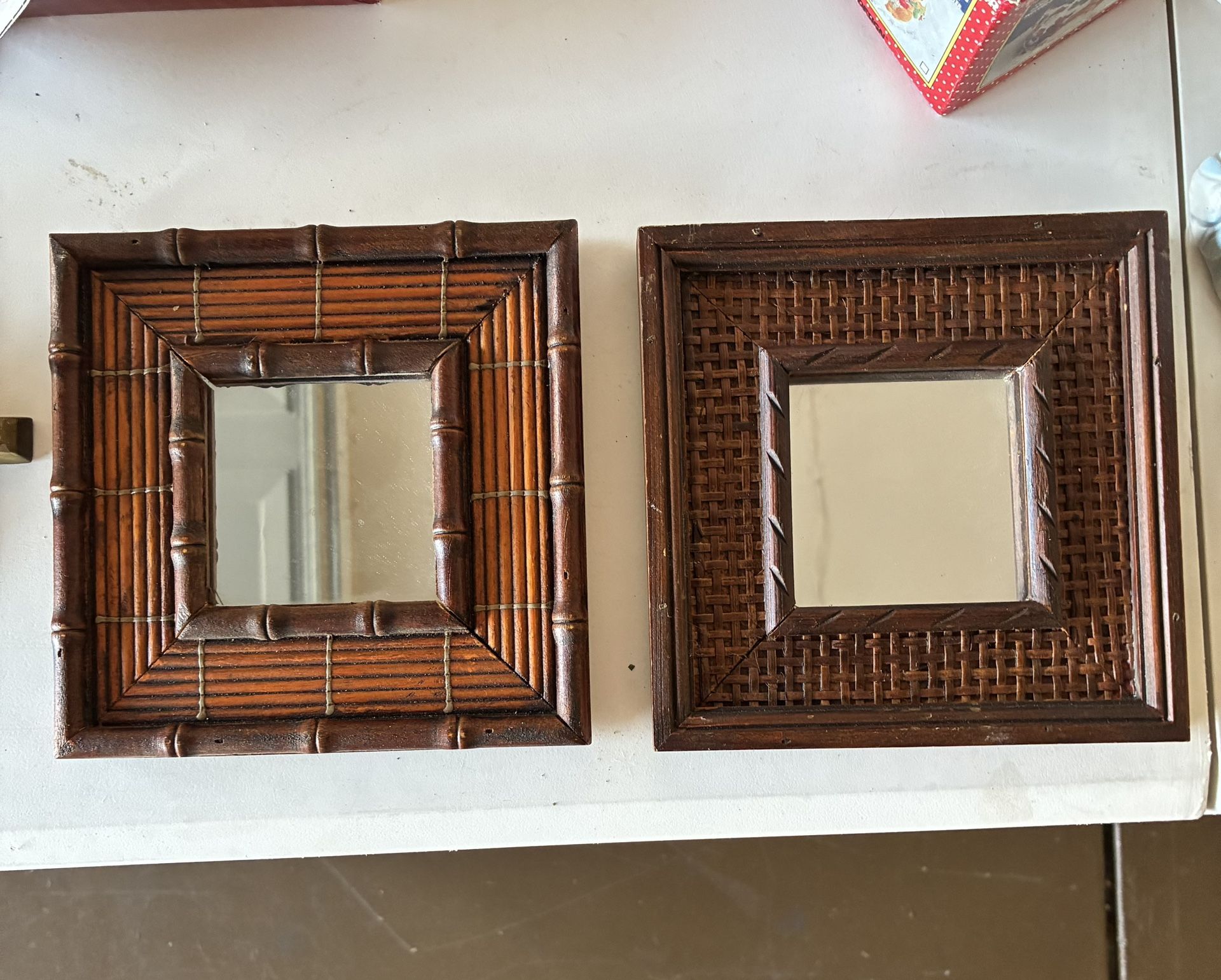 2 Small Wood Framed Mirrors