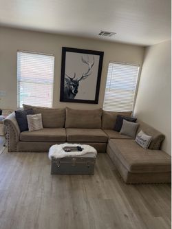 Beige sectional couch