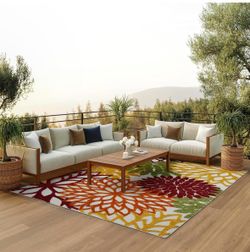 FLORAL  Outdoor Arena RUG. 213 CM x 305  CM