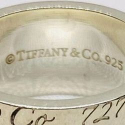 Tiffany & Co Silver Wide Notes Fifth Ave Ring Size 6.