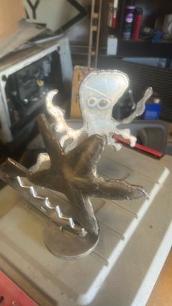 Handmade Metal Octopus Sculpture and star fish