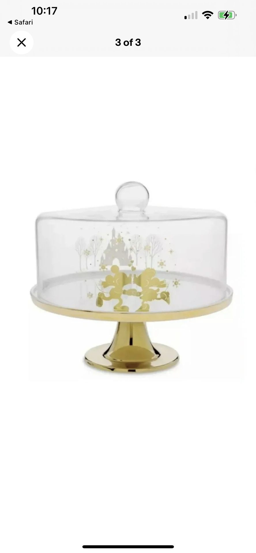 Official Disney Store Mickey & Minnie Gold Cake Stand