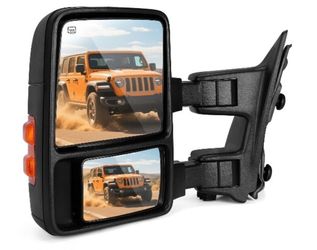 Towing Mirrors Fits 2008-2016 Ford F250 F350 F450 F550 Super Duty, Left Driver Side Mirror with Power Heated, Telescoping, Turn Signal Lights, Black