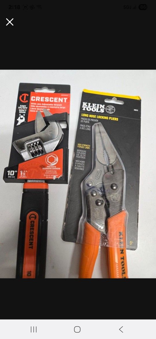 Crecent Wrench & Long Nose Lock