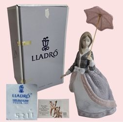 Lladro 5211 Angela w/Umbrella Porcelain Figurine Retired 1983 Mint w/Box Signed