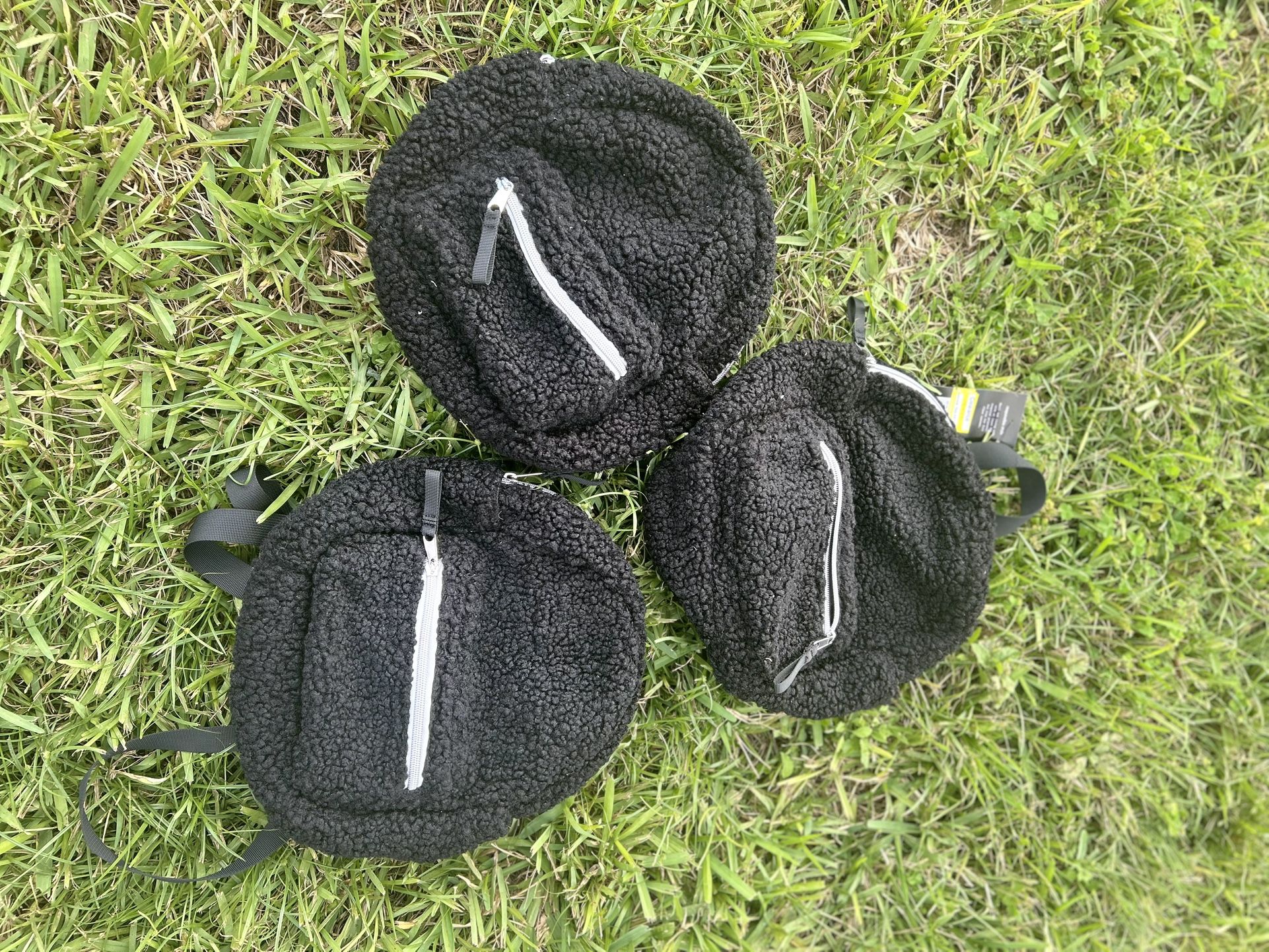 Black Fuzzy Mini Backpack 