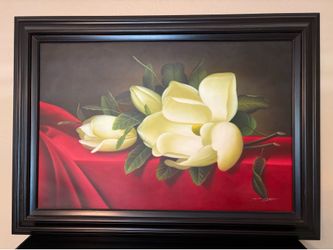 Framed wall decoration white magnolia flower