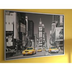 55 X 39 Ikea Framed New York Taxi Wall Art NY Yellow Cab Home Decor Picture Black White