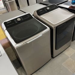 Samsung Champagne Top Load Washer And Gas Dryer