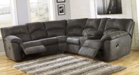 Brand new grey sectional with inside recliners