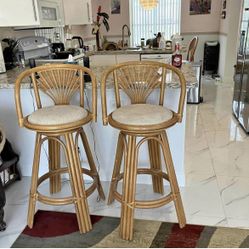 Swivel Rattan Barstool Set 