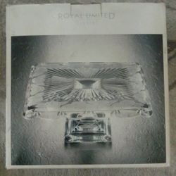 VINTAGE CRYSTAL CAKE PLATE/CRYSTAL GIFT BOX