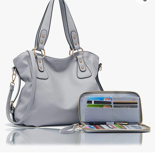 New With Tags Light Gray Big Hobo With Matching Wallet Or Crossbody 