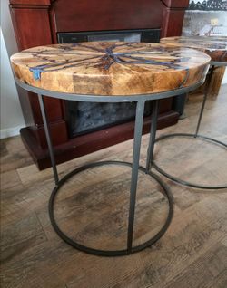 Rustic Fractal Art End Tables – One of a Kind