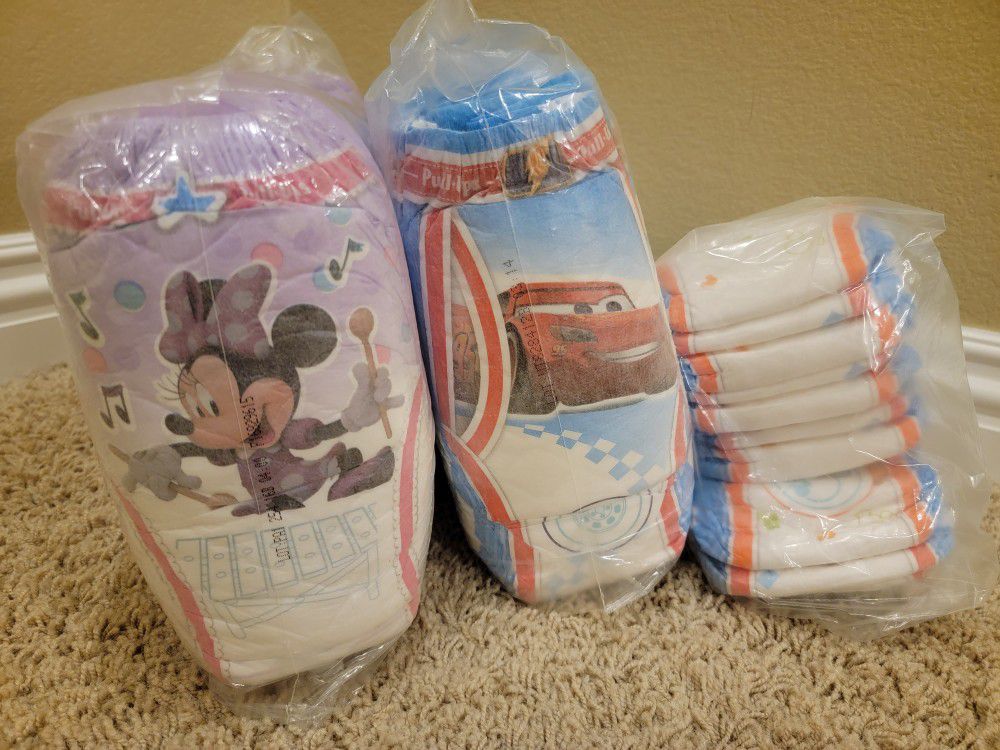 Huggies Pull Up 2T-3T, 3T-4T, Pampers Splashers 3-4
