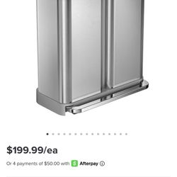 simplehuman 58L / 15 Gallon Dual Trash & Recycling Can - Stainless Steel
