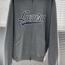 Grey “Luxury” Zip-Up Hoodie with Fur Trim Hood – Brand New (Multiple Sizes)