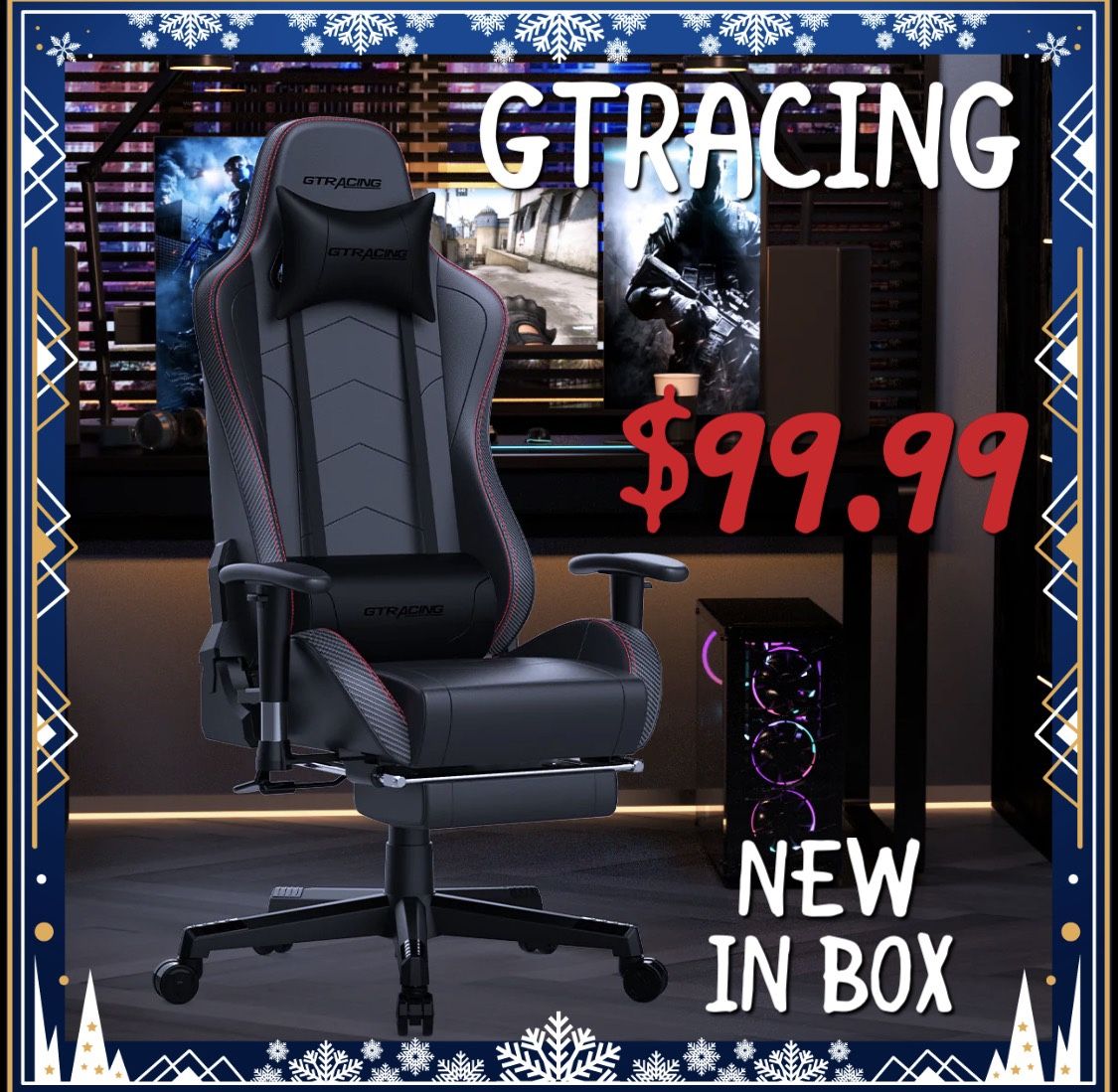 GTRACING GAME CHAIR BLUETOOTH SPEAKERS NEW