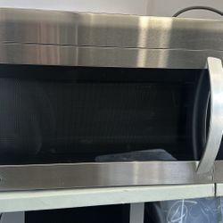 Stainless LG Easy Clean 1.7 cubic feet over the range microwave with sensor cooking 