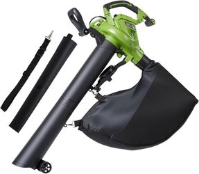 3-in-1 Electric Corded Leaf Blower, Leaf Vacuum and Leaf Mulcher, 6 Wind Modes, 495 CFM, 199 MPH, 12A Motor, 16:1 Mulching Ratio, Leaf Blowers with Co