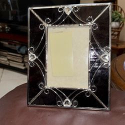 Stained Glass Burgundy Frame With Heart Accent