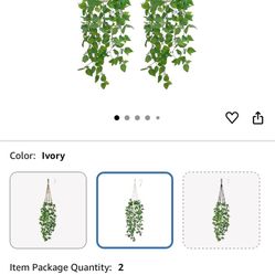 Mkono 2 Packs Fake Hanging Plant with Pot, Artificial Plants Macrame Plant Hanger Fake Vine Greenery for Bedroom Bathroom Home Office Decor