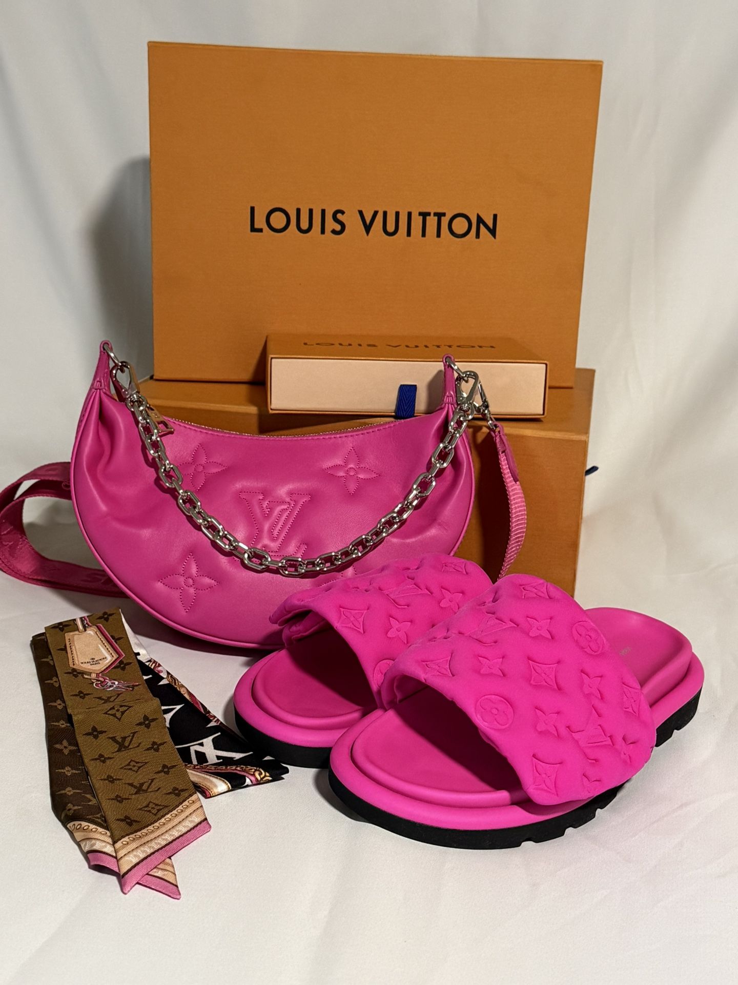 Hot Pink Louis Vuitton Purse, Shoes, Bandeau Set, image size:1440x1920