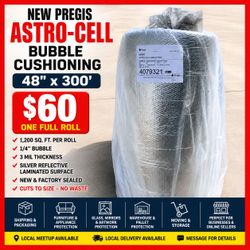 ★ NEW PREGIS ASTRO-CELL BUBBLE CUSHIONING — 48" × 300' — $60