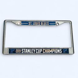 St. Louis Blues Hockey NHL Stanley Cup Champions Silver Blue License Plate Frame