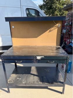 Two Drawer Work Bench with peg board
