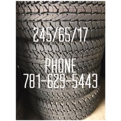 Used Tire For Sale 245/65/17....90% tread left $250 All Four free mounting and Balancing