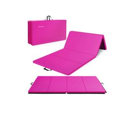 BalanceFrom All Purpose 4'x10'x2" Extra Thick High Density Anti Tear Gymnastics Gym Folding Exercise Aerobics Mats, Pink