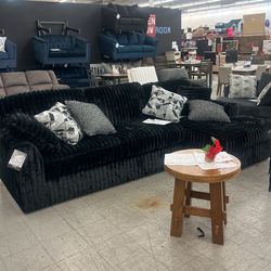 ashley sectional sofa, cordaroy, black - Financing Available