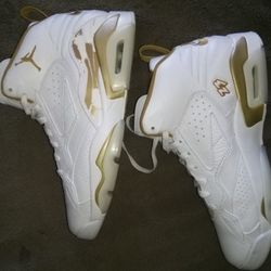 White And Gold High Top Jordan Sneakers 