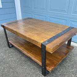 ☕ Wood & Metal Coffee Table – 48 x 28 x 20