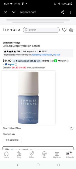 Summer Fridays 
Jet Lag Deep Hydration Serum