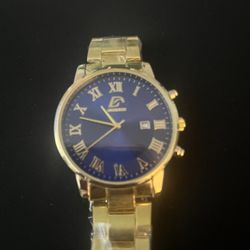 Beautiful Blue and Gold Stainless Steel Men’s Watch for you or Someone Special 
