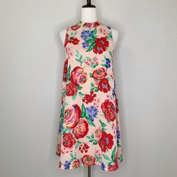 Everly Pink Floral Mock Neck Dress
