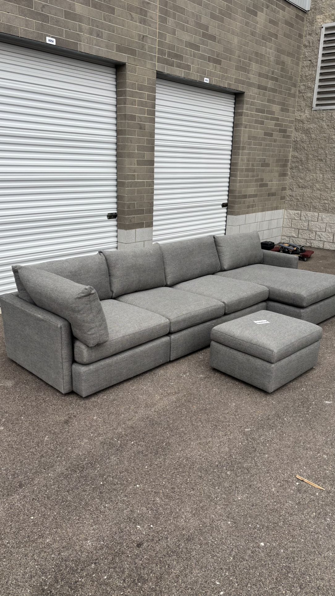 NEW Crate & Barrel Deep lounge Sofa W/ Chaise & Ottoman Retail $6,300