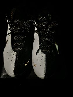 Size 9 Black And White With Gold Stitching Lebrons, Basketball Ball Shoes Brand Nike