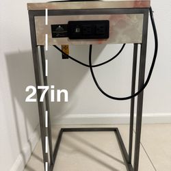Side Table With Power Outlet And USB