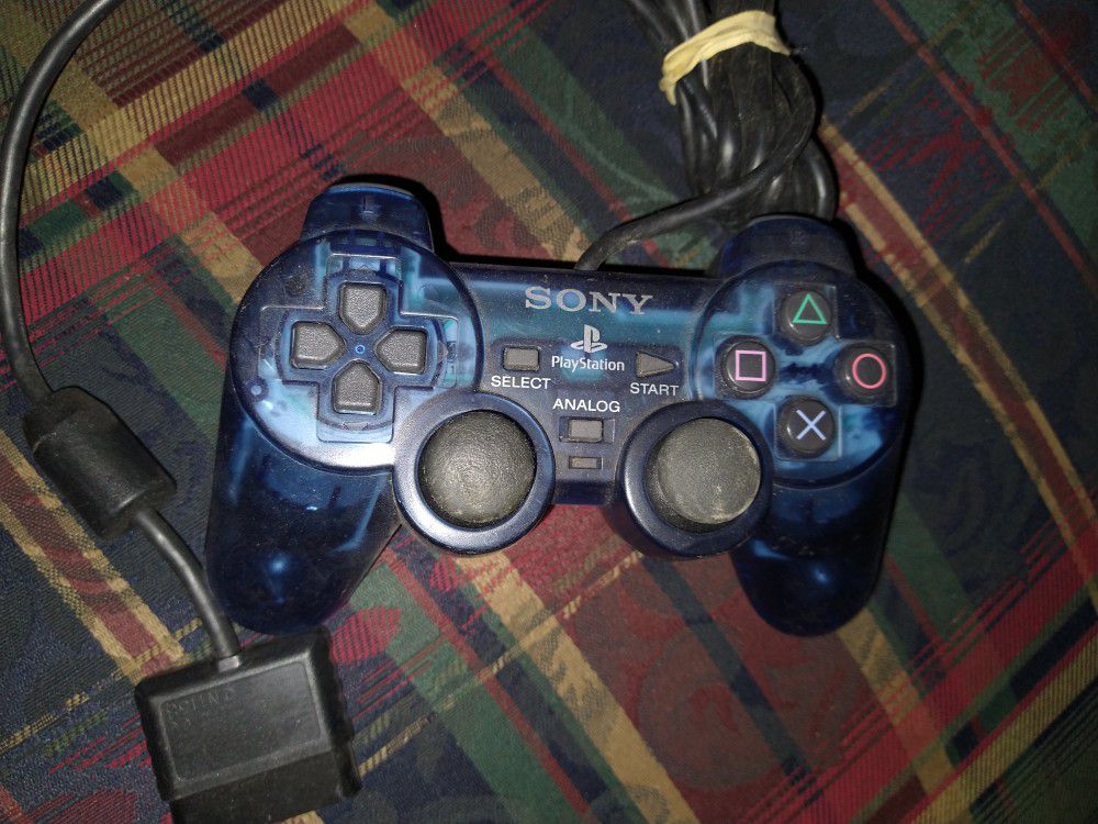 EXC OEM Sony PS1 PS2 Clear Blue DualShock Analog Controller scph-10010