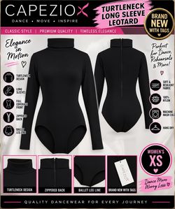 🩰 Capezio Women’s Turtleneck Long Sleeve Leotard – XS 🩰