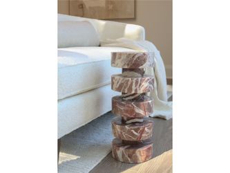 Cerise Cherry Gold Marble Spot Table