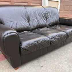 Genuine Leather Brown Sofa Couch