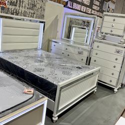 Bedroom Set 5 Pcs Queen Size White On Sale 