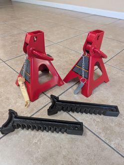 3 Ton (6000 lbs) Double Locking Red Black Steel Jack Stands 2 Stands