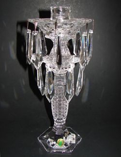 Waterford Crystal Exclusive 2 Tier Candelabra with Bobeche and Prisms NIB 12.5"