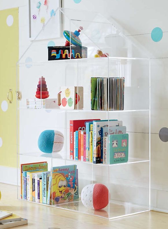 Crate and Barrel House-Shaped Acrylic Bookcase