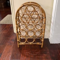 Vintage 1970s Rattan Bent Wood Wine Rack